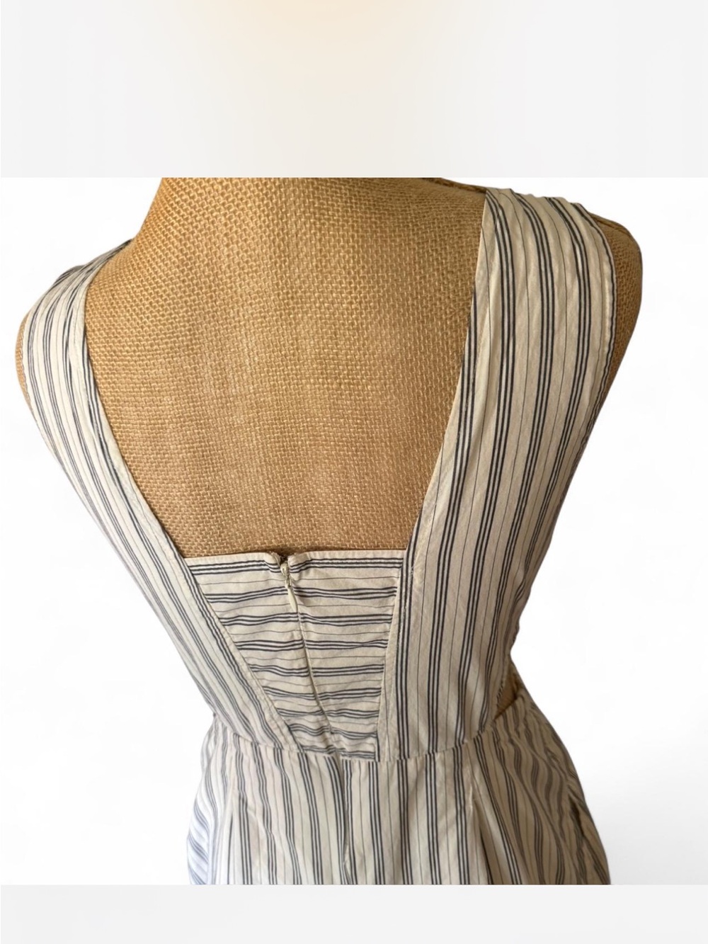 Madewell Cream and Gray Striped Midi Pinafore - Picture 7 of 8